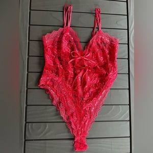 Vintage Victorias Secret Gold Label Teddy Lace Bodysuit Snap Crotch large